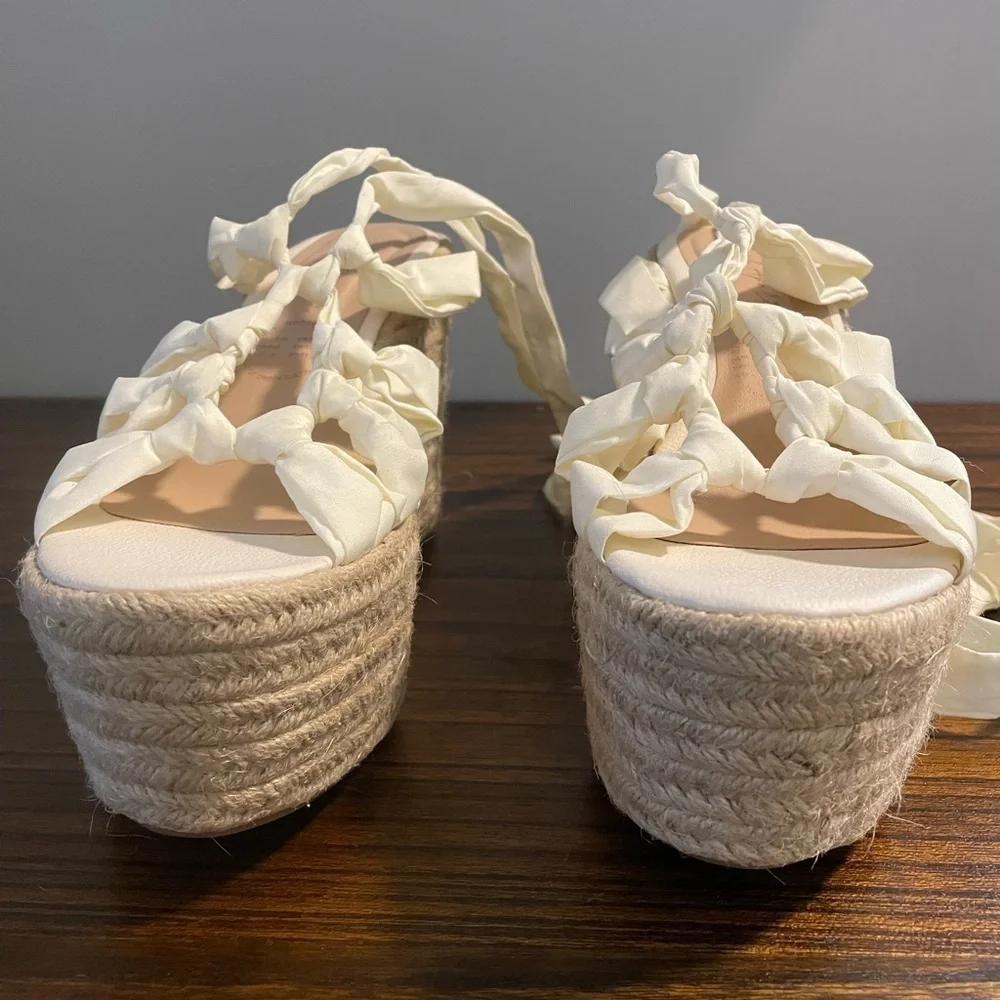 Raul Aparicio, euro 40 or US 9-9.5 women, ribbon ankle wrap platform wedges